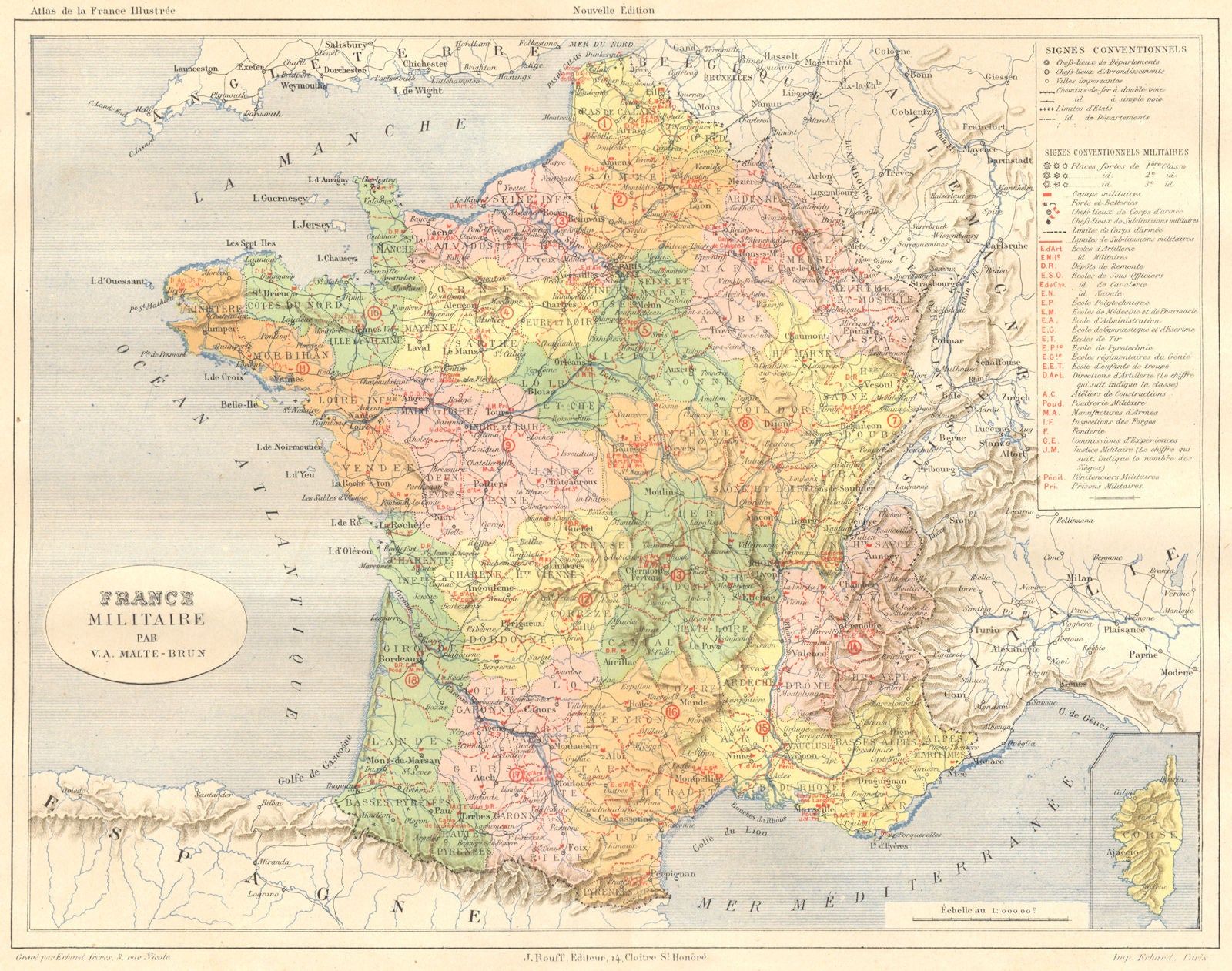 FRANCE. Militaire 1881 old antique vintage map plan chart